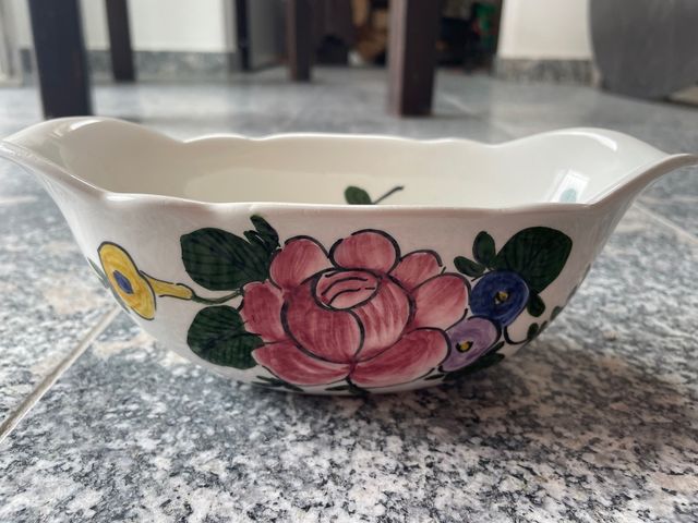 Vecchia salsiera in porcellana Dipinta Vintage