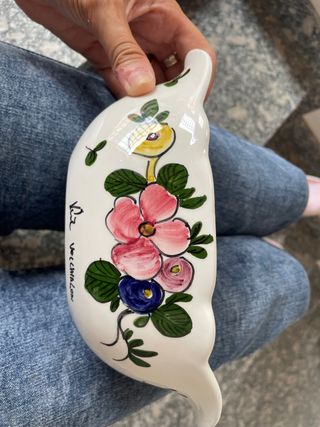 Vecchia salsiera in porcellana Dipinta Vintage