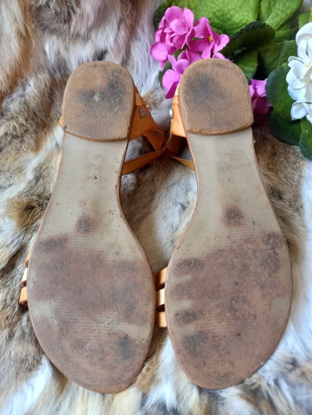 Sandalias planas cuero T 39 EU