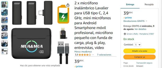 Micrófono inalámbrico Lavalier para USB-C NUEVO