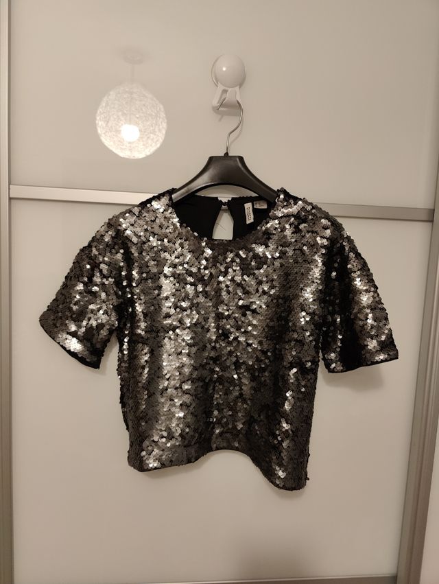 Camiseta lentejuelas H&M talla XS
