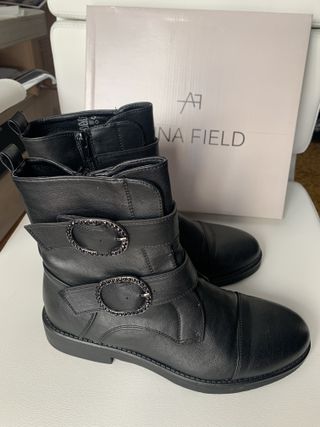 Botines negros de piel de invierno