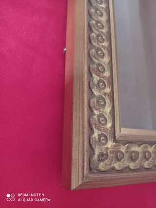 CUADRO VITRINA CON MOLDURA TALLADA EN ORO VIEJO