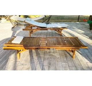 Pareja de tumbonas de bambú