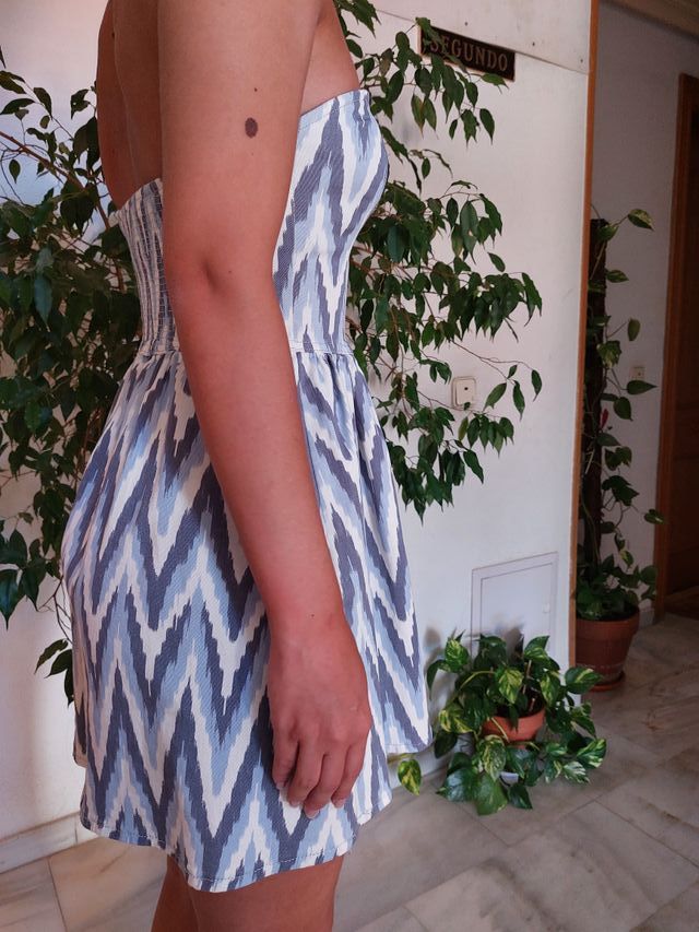 Vestido mini, vaquero verano palabra de honor