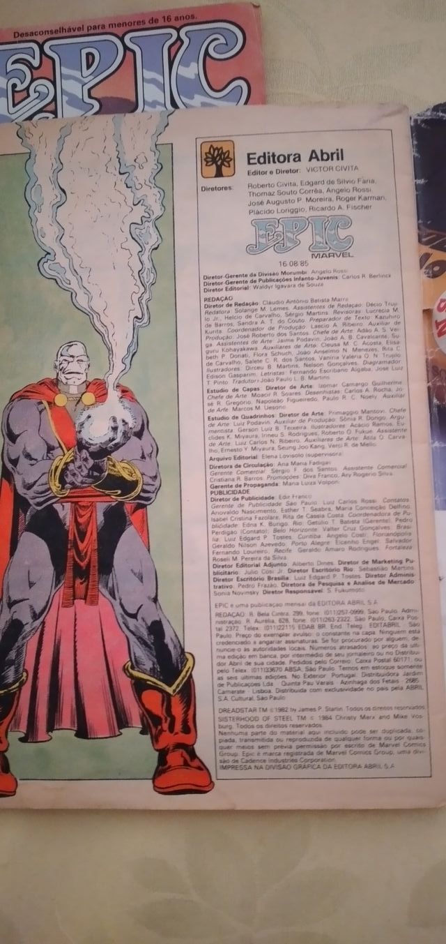 2 Revistas EPIC, Marvel, Nº1 e Nº3, 1985
