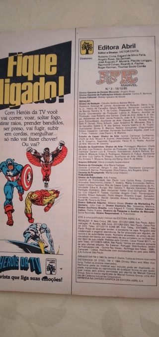 2 Revistas EPIC, Marvel, Nº1 e Nº3, 1985
