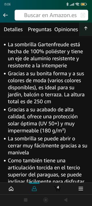 sombrilla de aluminio 3x3. sin estrenar.