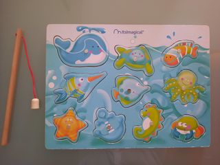 Puzzle madera animales y juego de pesca
