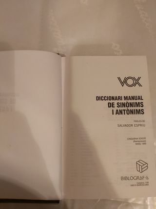 Diccionari VOX sinònims i antònims. Català