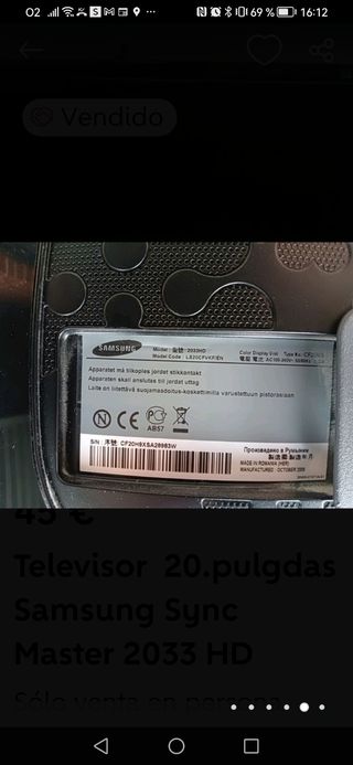 televisión 20 pulgadas Samsung sync master