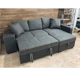 Sofa cama gris oscuro con arcon