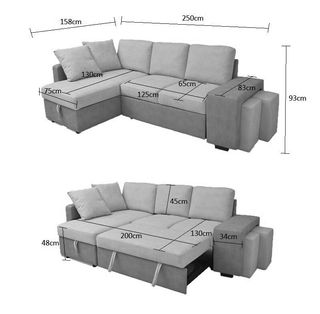 Sofa cama gris oscuro con arcon