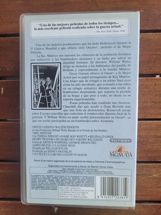 Película "La Señora Miniver" en VHS