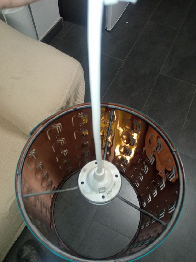 lampara techo turquesa con fondo cobré