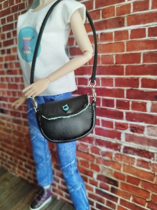 Bolso negro y turquesa para muñecas 1/6