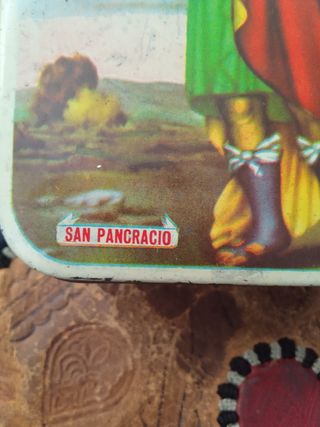 Antigua Caja Metálica de Azafranes San Pancracio