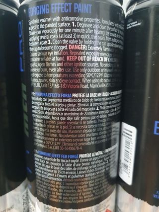 Sprays de pintura efecto forja montana.