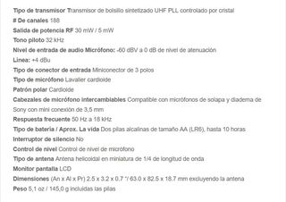 ¡Solo Junio 50€! 1 Micrófonos inalámbrico Sony UTX