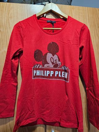 Camiseta de manga larga con dibujo en pedreria