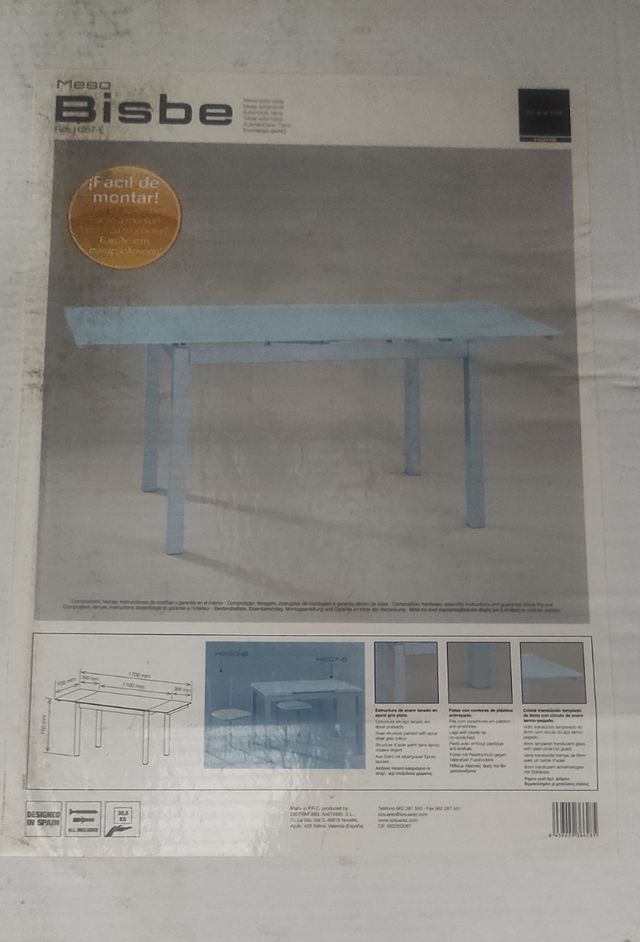 mesa cristal extensible  bisbe