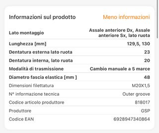 Kit giunto omocinetico , Semiasse anteriore FORD