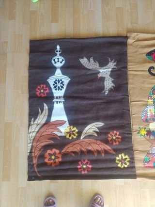 2 tapices enormes de tela para cuadros vintage