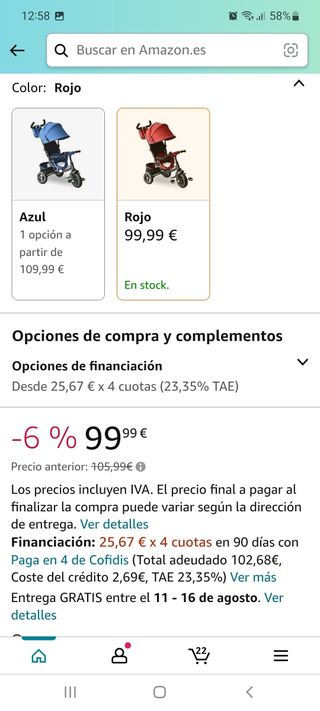 Carro triciclo paseo infantil