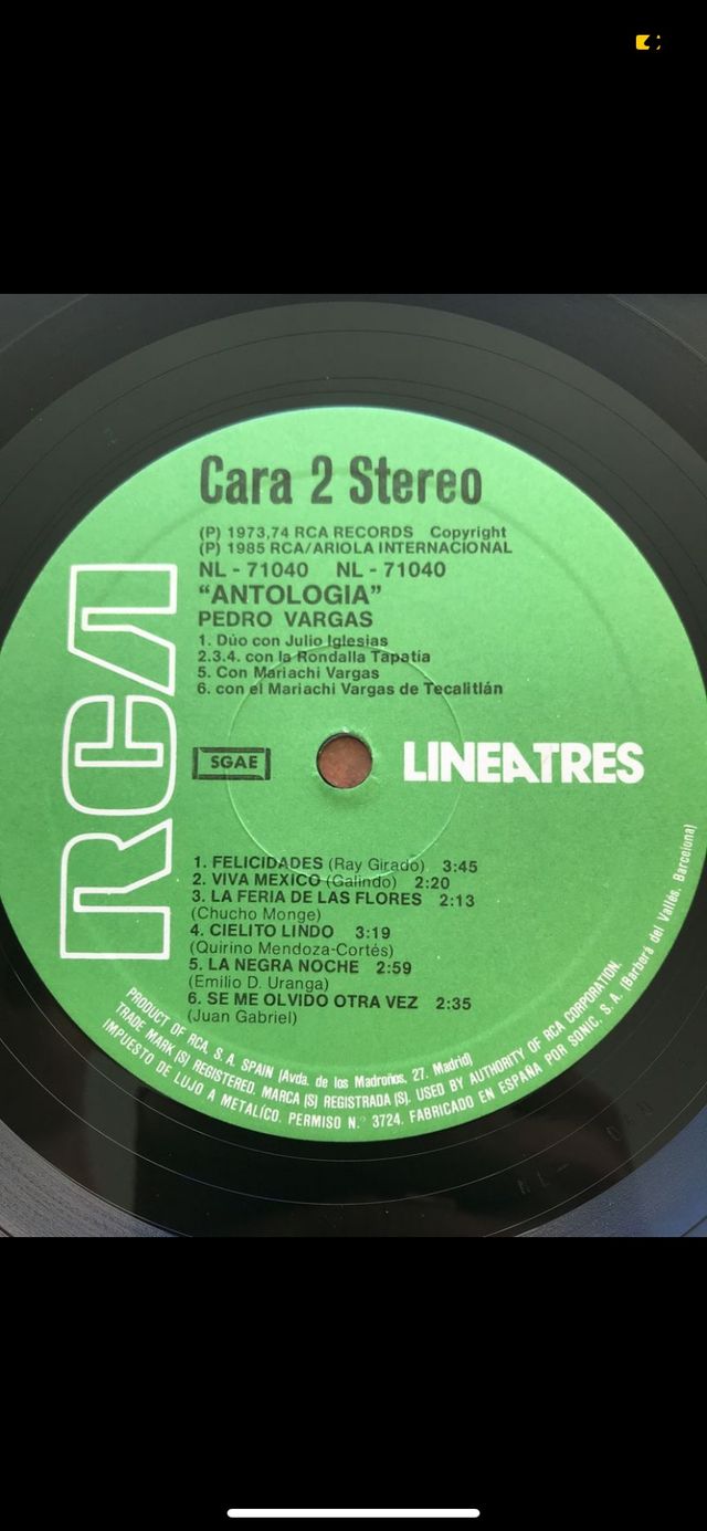 PEDRO VARGAS  1985    MUY BUEN ESTADO!!