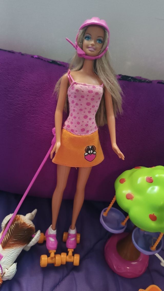 Muñeca Barbie Paseadora Barbie Pasea Perro Barbie Paseadora De