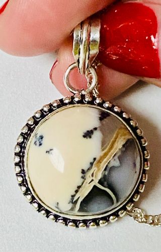 Colgante agata dendritica con cadena plata ley 925