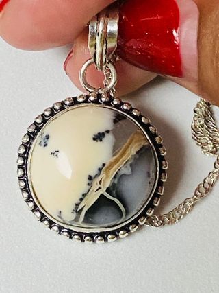 Colgante agata dendritica con cadena plata ley 925