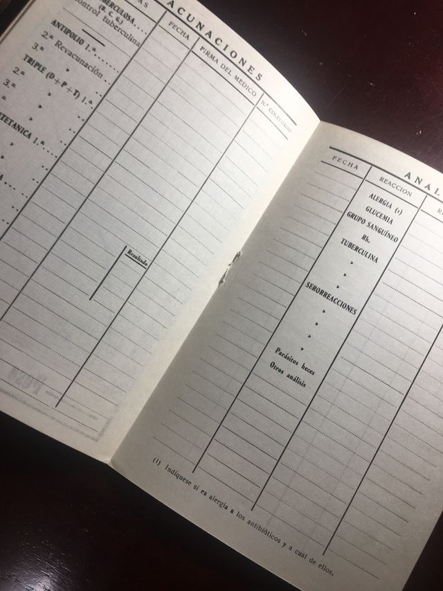 Cuaderno Sanitario Infantil. 1969. Muy Raro.