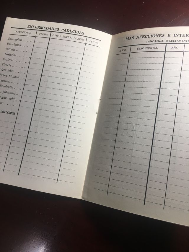 Cuaderno Sanitario Infantil. 1969. Muy Raro.