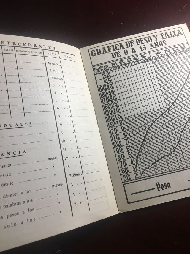 Cuaderno Sanitario Infantil. 1969. Muy Raro.