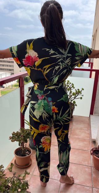 Mono negro estampado Seda Zara - eventos