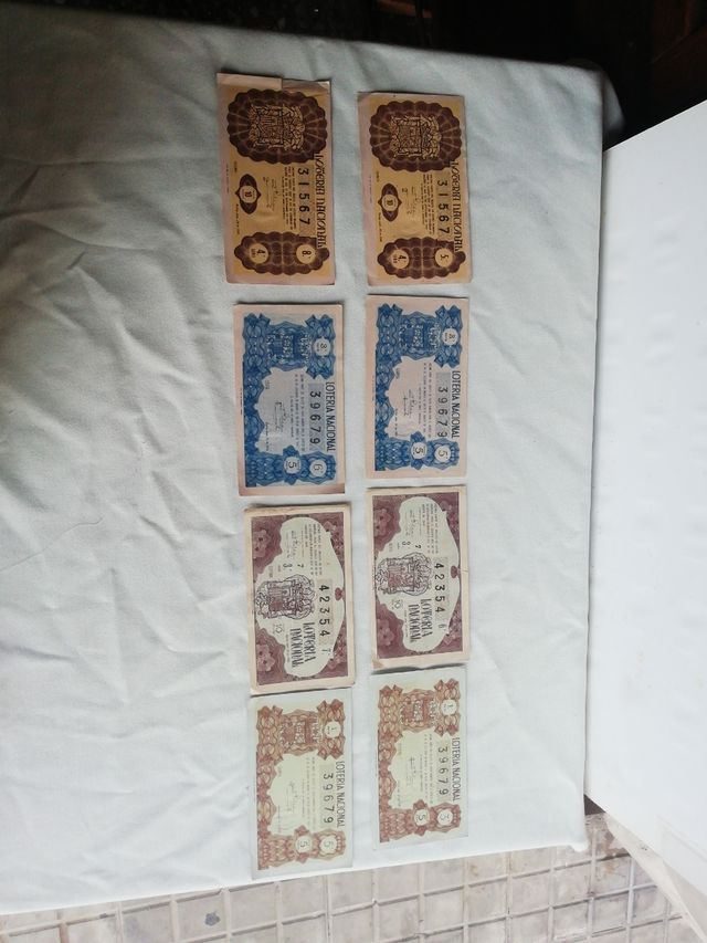 8 decimos de lotería Nacional del año 1949