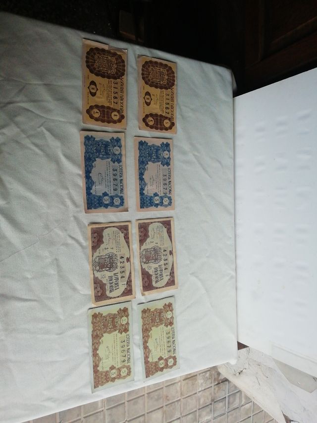 8 decimos de lotería Nacional del año 1949