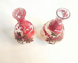 Pareja jarrones modernistas cristal soplado.