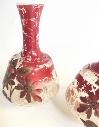 Pareja jarrones modernistas cristal soplado.