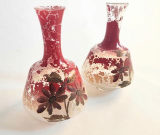 Pareja jarrones modernistas cristal soplado.