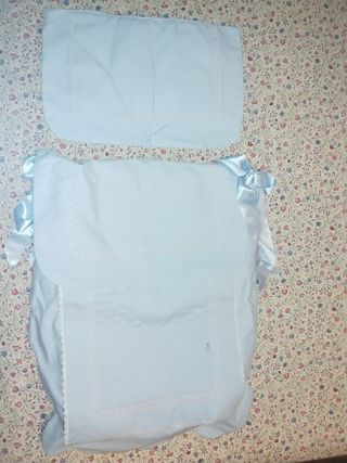 Saco y bolsa azul carrito bebe