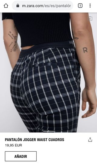 Pantalones jogger a cuadros de zara con cintura