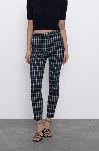 Pantalones jogger a cuadros de zara con cintura