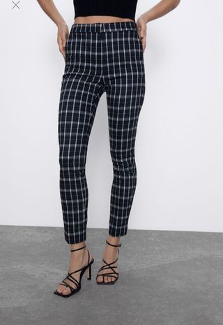 Pantalones jogger a cuadros de zara con cintura