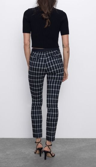 Pantalones jogger a cuadros de zara con cintura