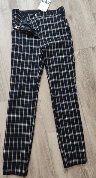 Pantalones jogger a cuadros de zara con cintura
