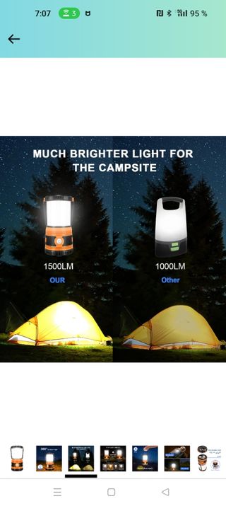 Linterna de Cámping, Luz de Cámping Regulable 1500