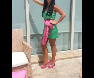 vestido verde lunares