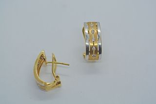 Pendientes bicolor oro 18 kt con brillantes 
